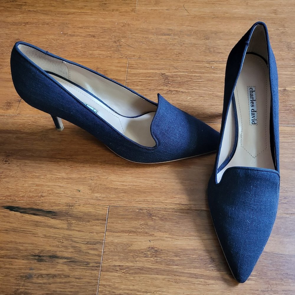 Charles David fabric navy pumps  size8.5